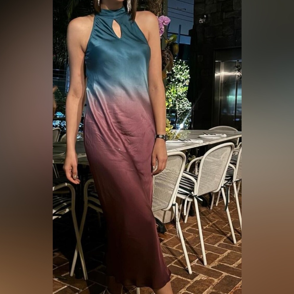 Young Fabulous & Broke Ombre Teal and Maroon Maxi Dress